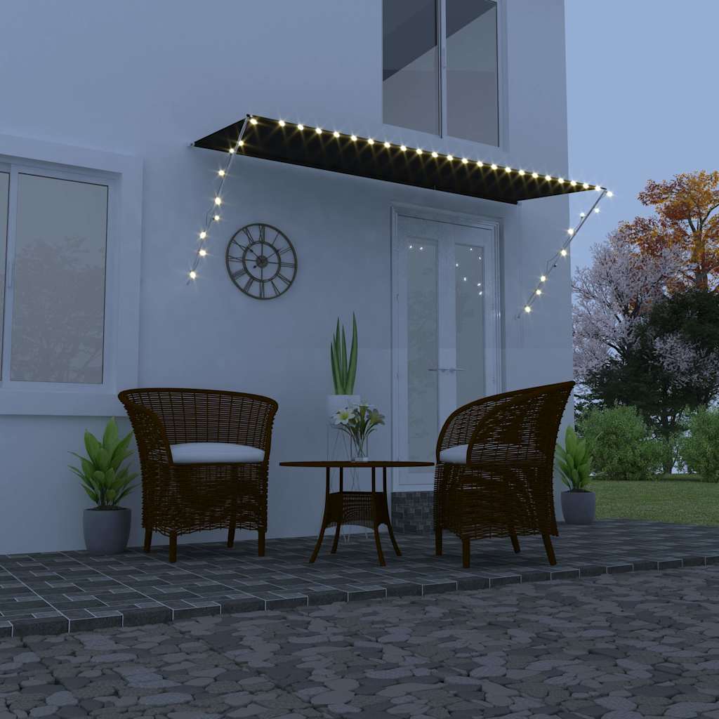 vidaXL Τέντα Συρόμενη με LED Ανθρακί 350 x 150 εκ.