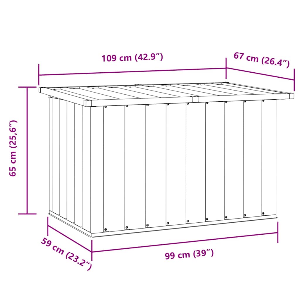 vidaXL Κουτί Αποθήκευσης Κήπου Καφέ 109 x 67 x 65 εκ.