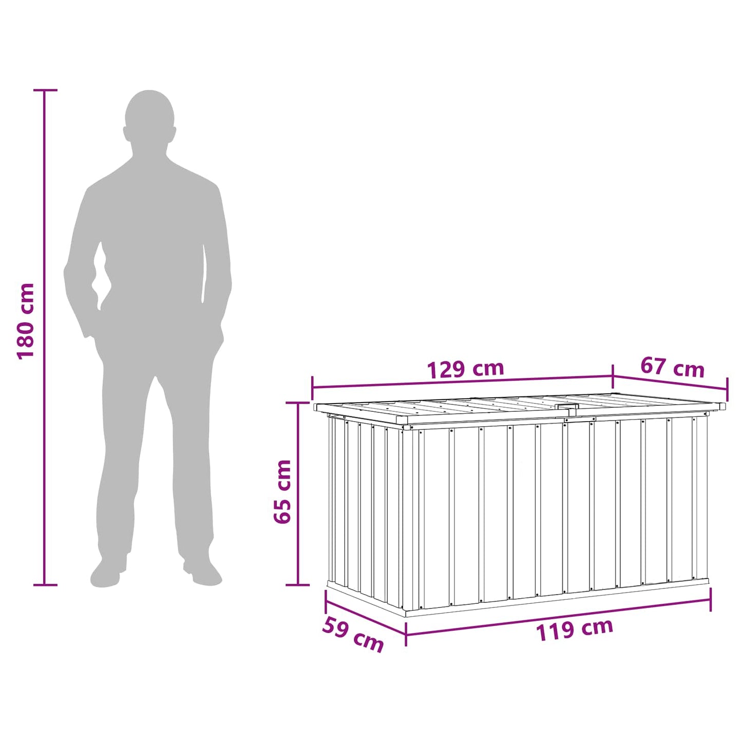 vidaXL Κουτί Αποθήκευσης Κήπου Πράσινο 129 x 67 x 65 εκ.