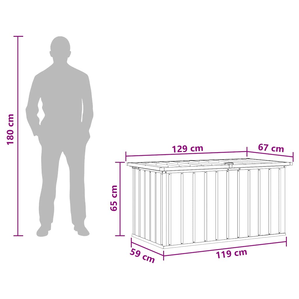 vidaXL Κουτί Αποθήκευσης Κήπου Καφέ 129 x 67 x 65 εκ.