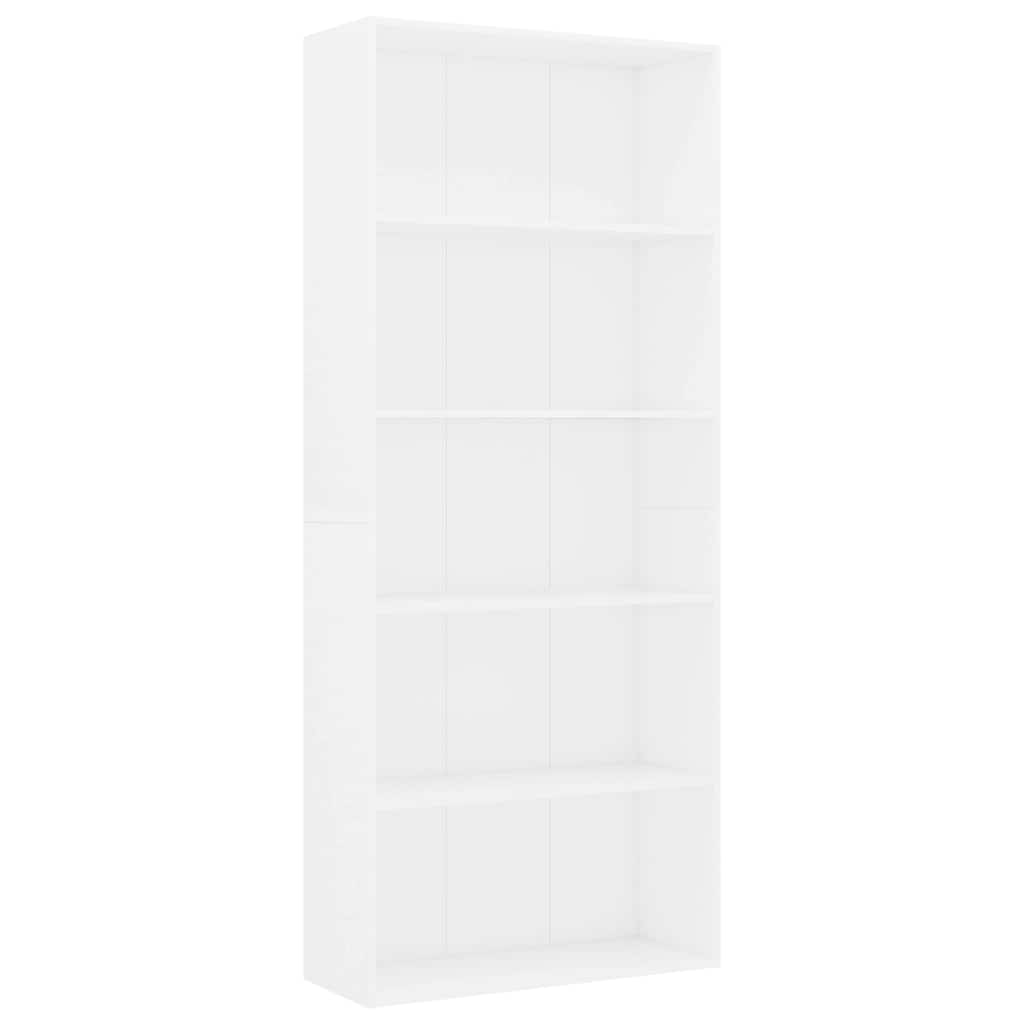 vidaXL Βιβλιοθήκη με 5 Ράφια Λευκή 80 x 30 x 189 εκ. Επεξ. Ξύλο