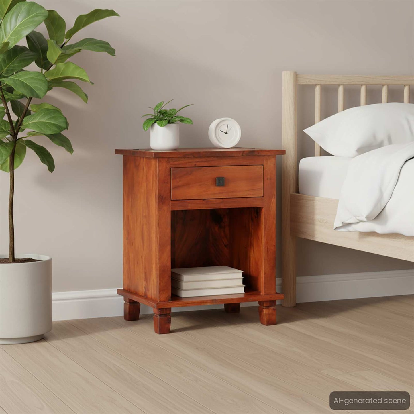 vidaXL Κομοδίνο 40x30x50 εκ. από Μασίφ Ξύλο Ακακίας