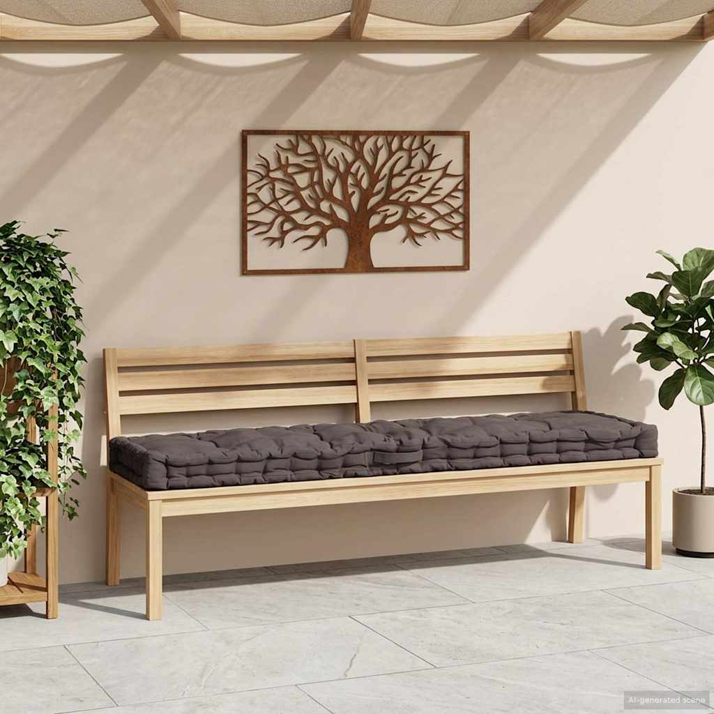 vidaXL Μαξιλάρα Δαπέδου / Παλέτας Ανθρακί 120 x 40 x 7 εκ. Βαμβακερή