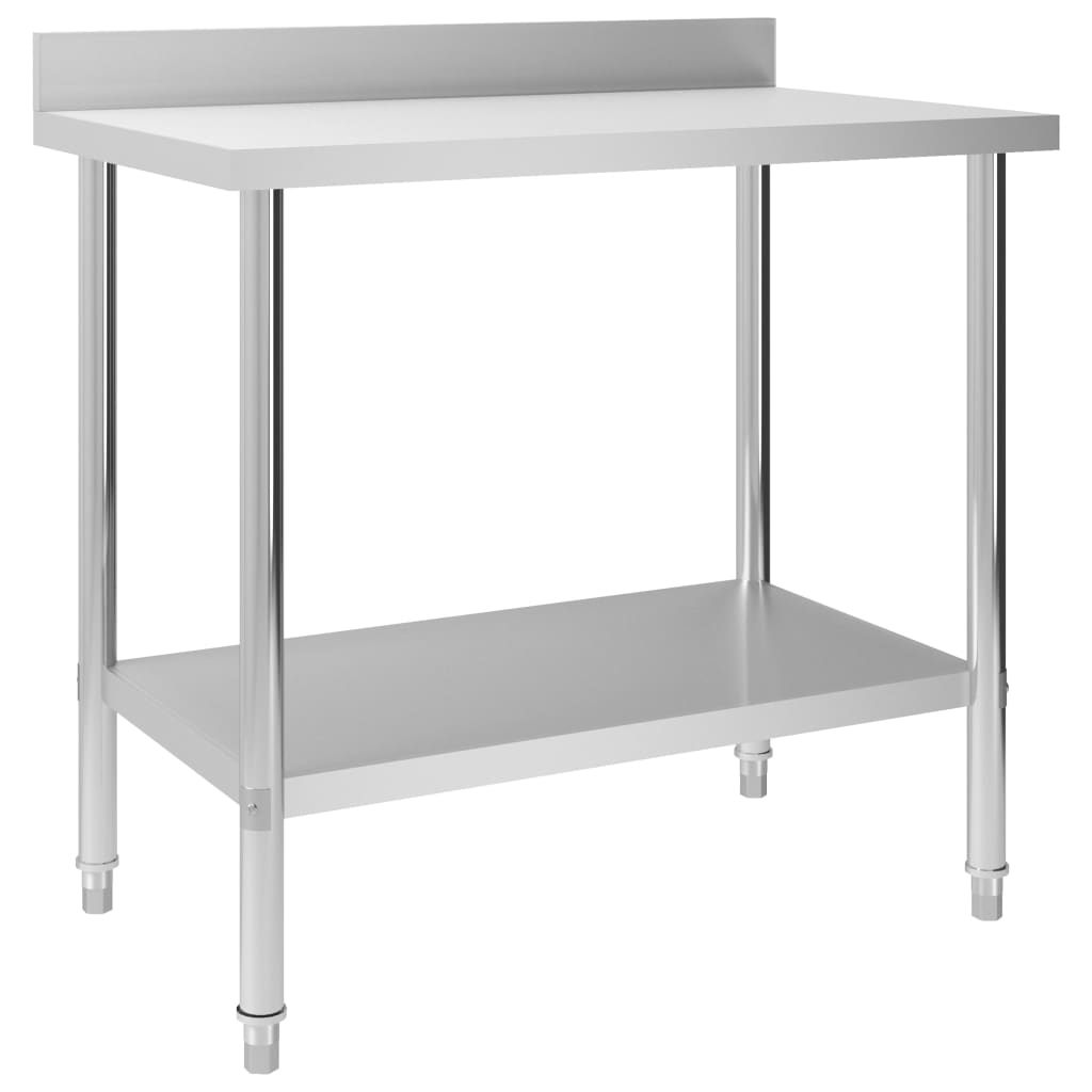 vidaXL Πάγκος Εργασίας Κουζίνας με Πλάτη 100x60x93 εκ. Ανοξείδ. Ατσάλι