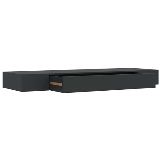 vidaXL Ράφι Τοίχου με Συρτάρι Μαύρο 80 x 25 x 8 εκ. MDF