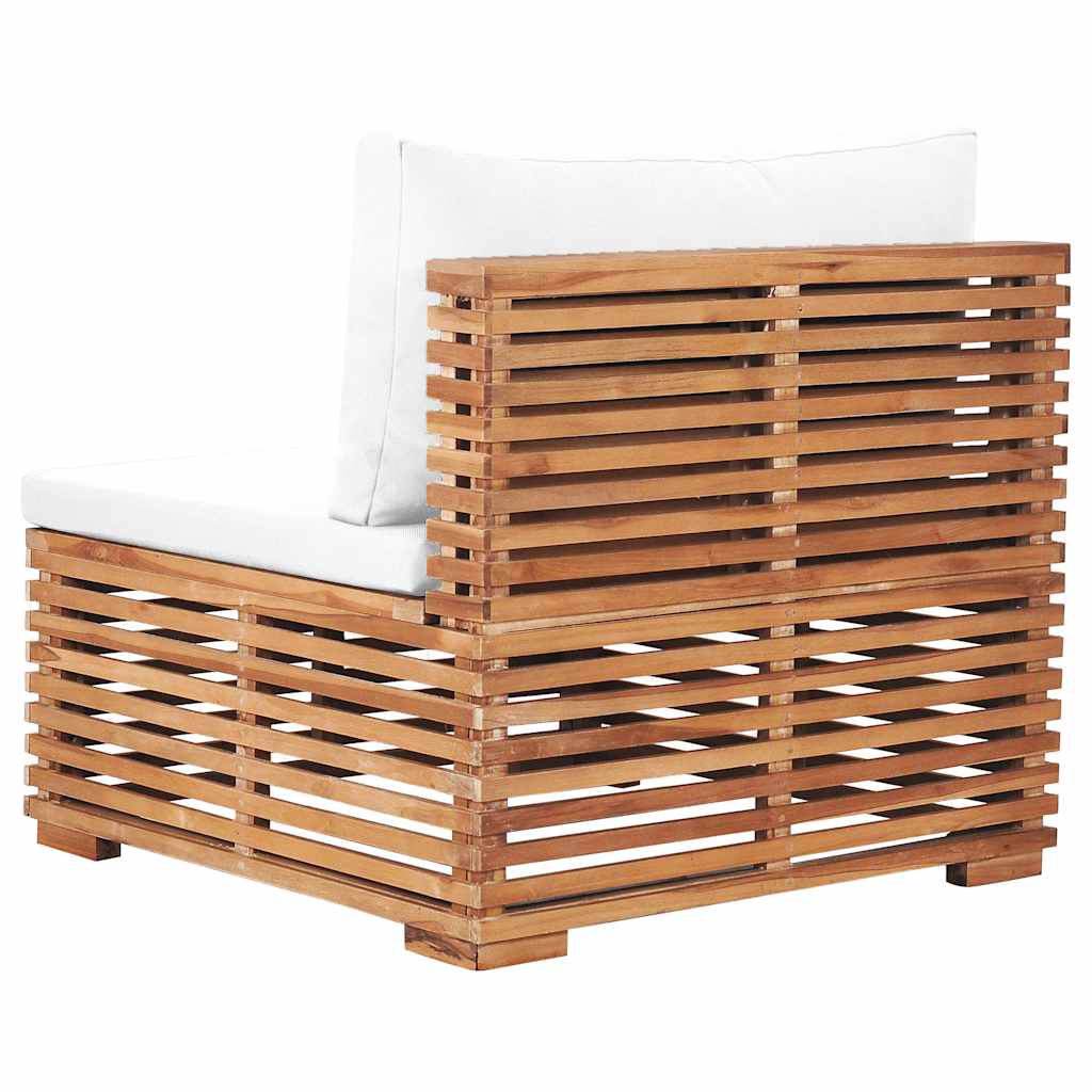 vidaXL Καναπές Κήπου Μεσαίος από Μασίφ Ξύλο Teak με Κρεμ Μαξιλάρι
