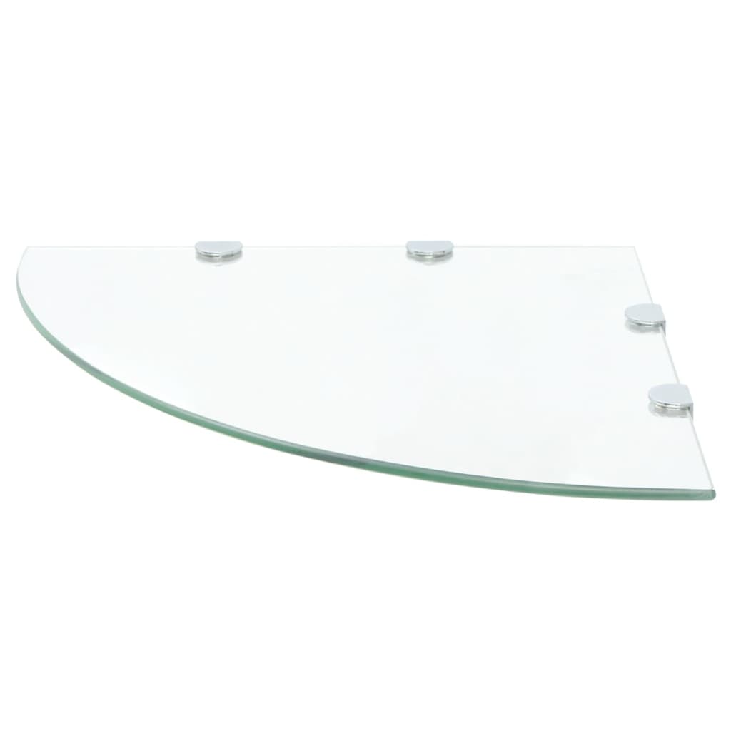 vidaXL Ράφια Γωνία 2 τεμ Διάφανα 45x45 εκ Γυάλινα + Στηρίγματα Χρωμίου