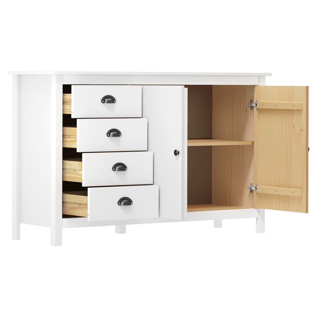vidaXL Μπουφές Hill Λευκός 130x40x80 εκ. από Μασίφ Ξύλο Πεύκου