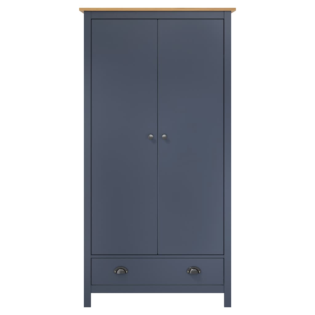 vidaXL Ντουλάπα Hill Δίφυλλη Γκρι 89x50x170 εκ. Μασίφ Ξύλο Πεύκου