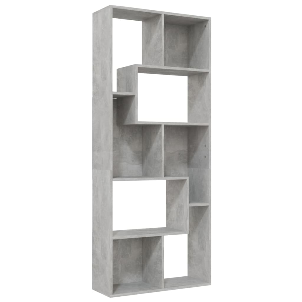 vidaXL Βιβλιοθήκη Γκρι Σκυροδέματος 67 x 24 x 161 εκ. από Επεξ. Ξύλο