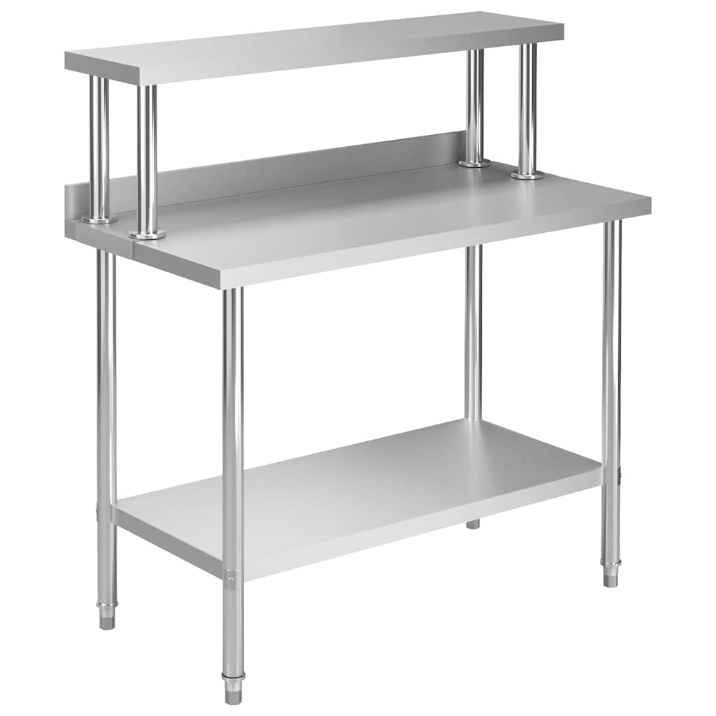 vidaXL Τραπέζι Εργασίας Κουζίνας με Ράφι 120x60x120 εκ. Ανοξ. Ατσάλι
