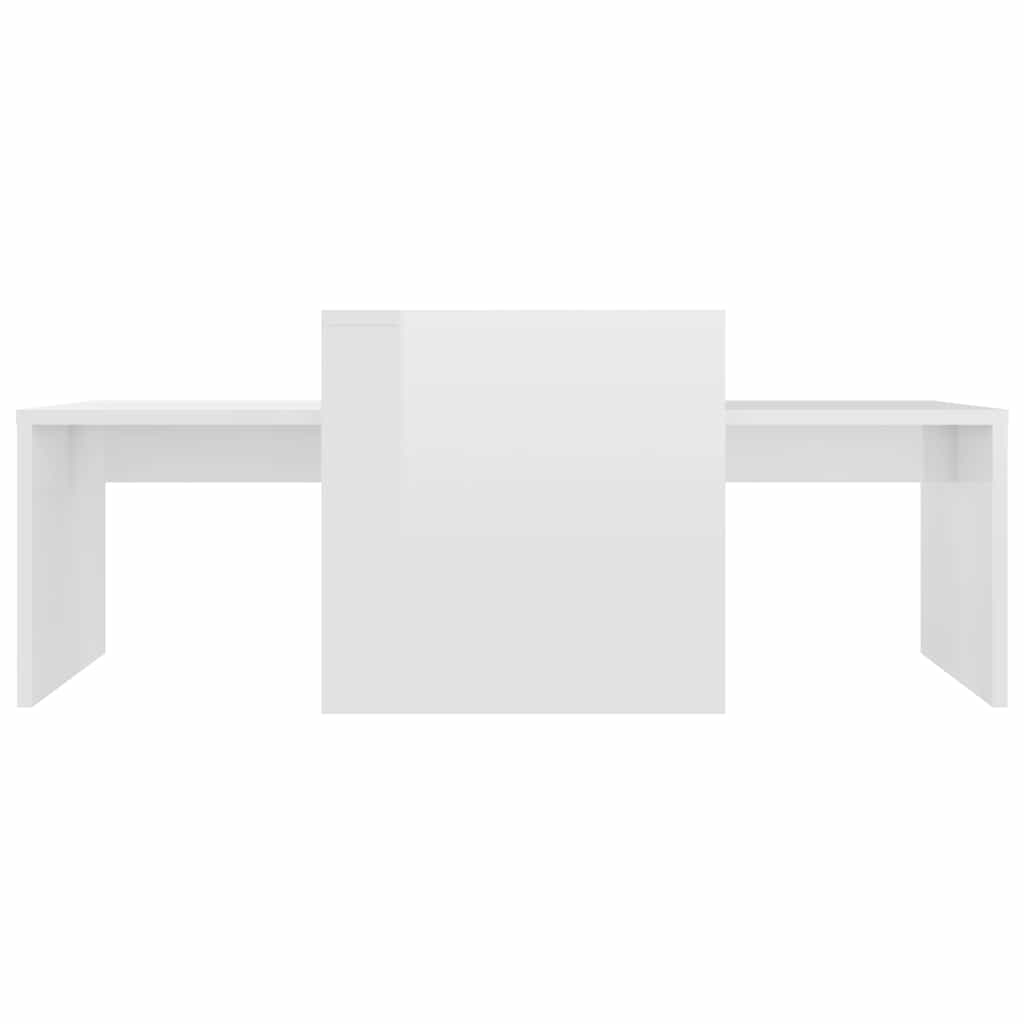 vidaXL Σετ Τραπεζάκια Σαλονιού Γυαλ. Λευκό 100x48x40 εκ. Επεξ. Ξύλο