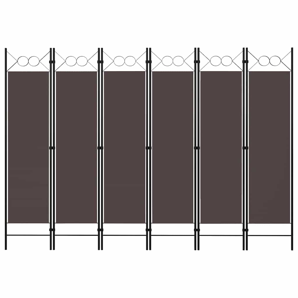 vidaXL Διαχωριστικό Δωματίου με 6 Πάνελ Καφέ 240 x 180 εκ.