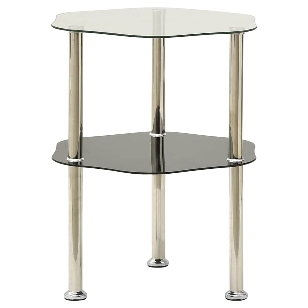 322786 vidaXL Βοηθ. Τραπέζι 2 Επ. Διαφ. & Μαύρο 38x38x50 εκ Ψημ. Γυαλί
