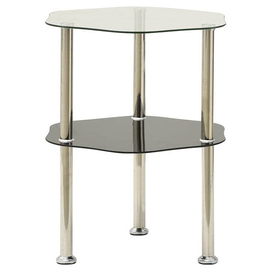 322786 vidaXL Βοηθ. Τραπέζι 2 Επ. Διαφ. & Μαύρο 38x38x50 εκ Ψημ. Γυαλί