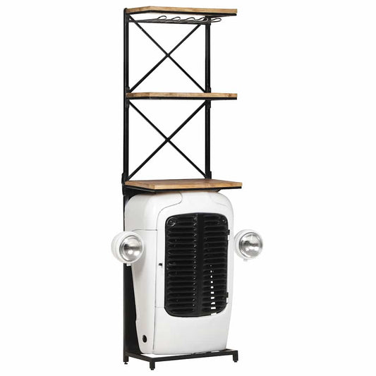 vidaXL Κάβα Κρασιών Λευκή Όψη Τρακτέρ 49x31x172 εκ. Μασίφ Ξύλο Μάνγκο