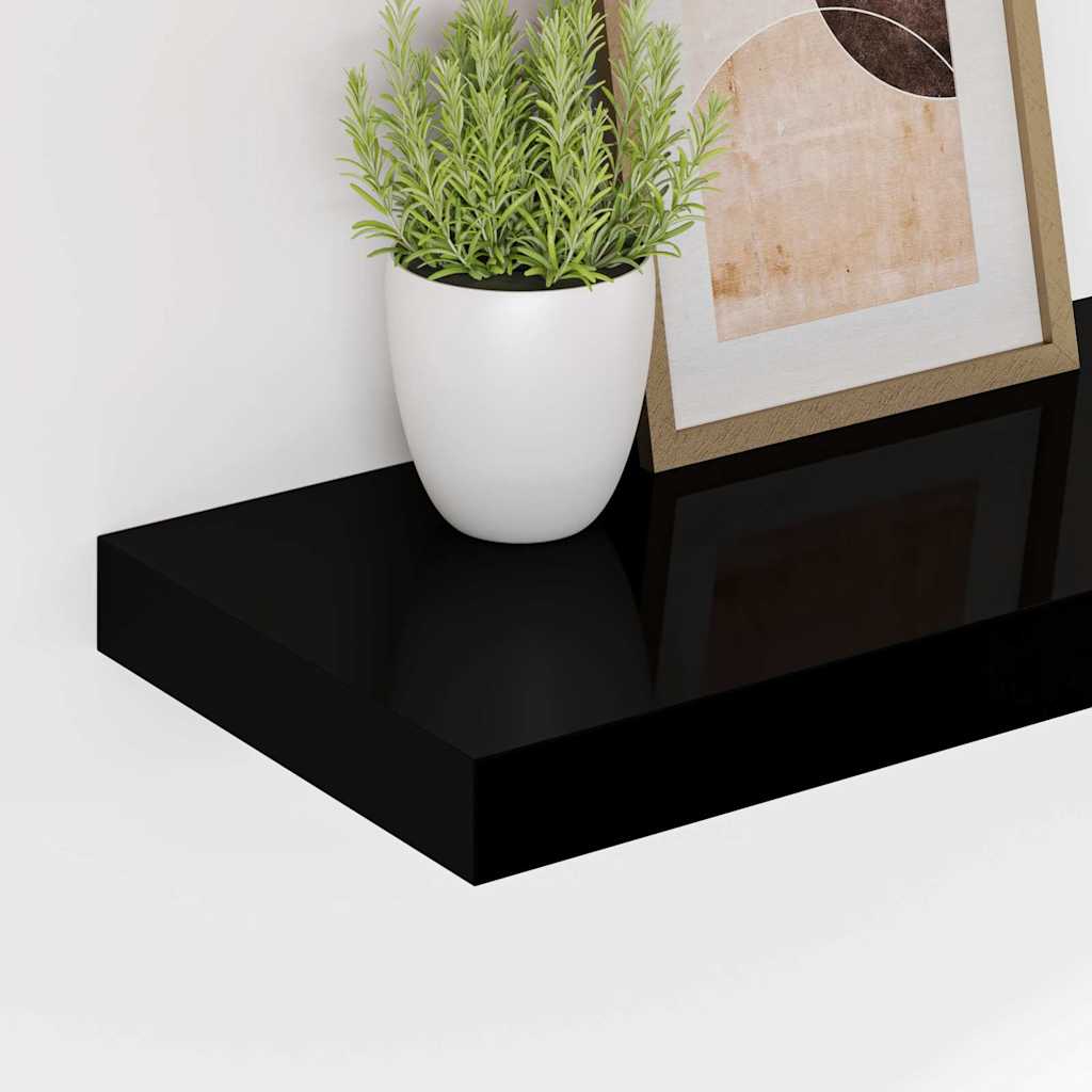 vidaXL Ράφι Τοίχου Γυαλιστερό Μαύρο 60 x 23,5 x 3,8 εκ. MDF