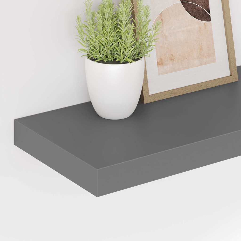 vidaXL Ράφι Τοίχου Γυαλιστερό Γκρι 60x23,5x3,8 εκ. MDF