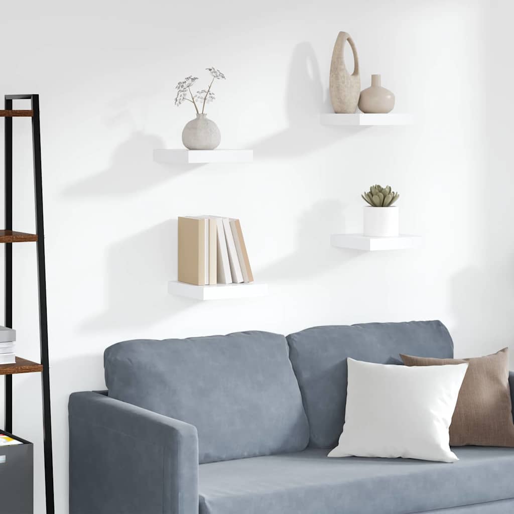 vidaXL Ράφια Τοίχου 4 τεμ. Άσπρα 23x23,5x3,8 εκ. MDF