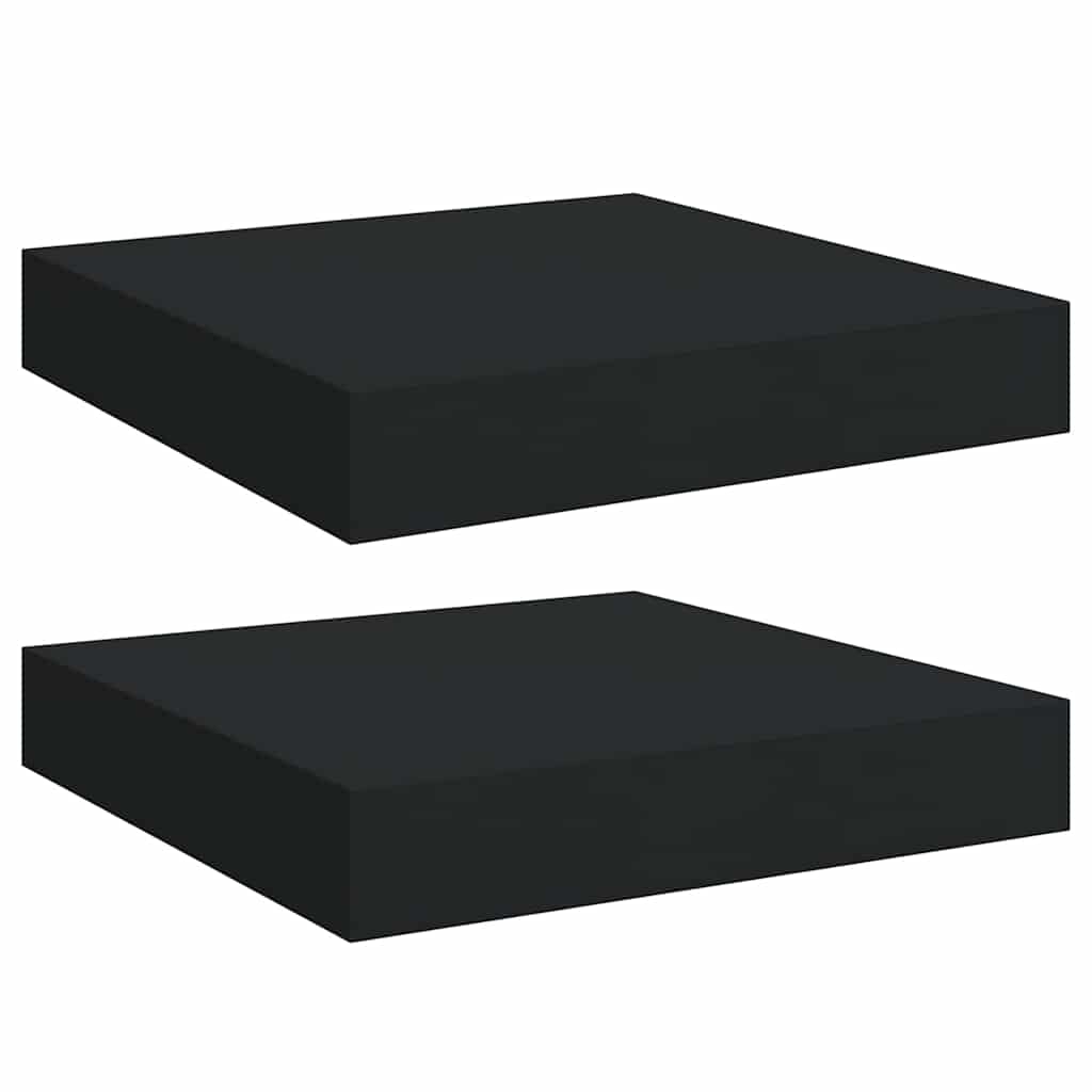 vidaXL Ράφια Τοίχου 2 τεμ. Μαύρα 23x23,5x3,8 εκ. MDF