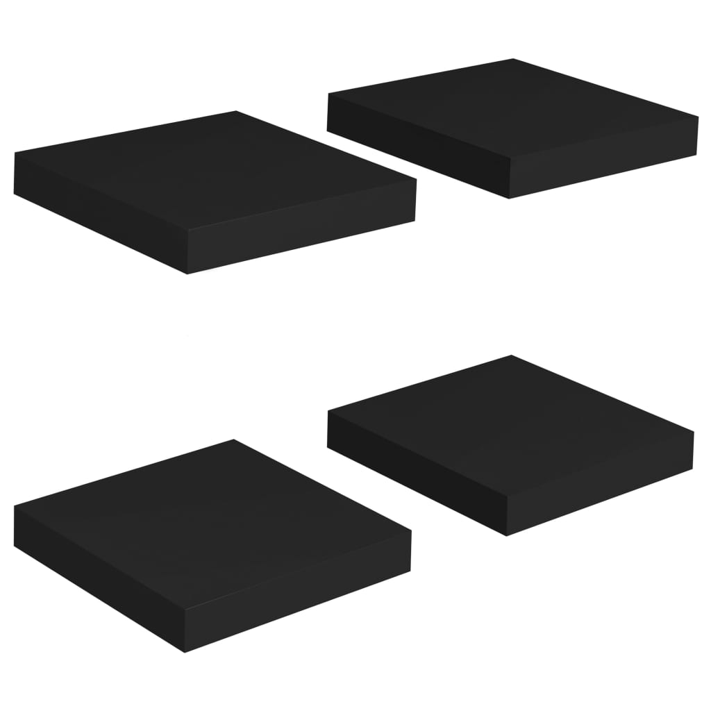 vidaXL Ράφια Τοίχου 4 τεμ. Μαύρα 23x23,5x3,8 εκ. MDF
