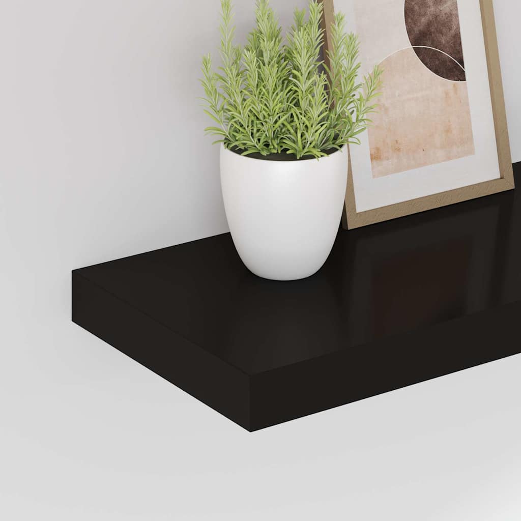 vidaXL Ράφια Τοίχου 2 τεμ. Μαύρα 80x23,5x3,8 εκ. MDF