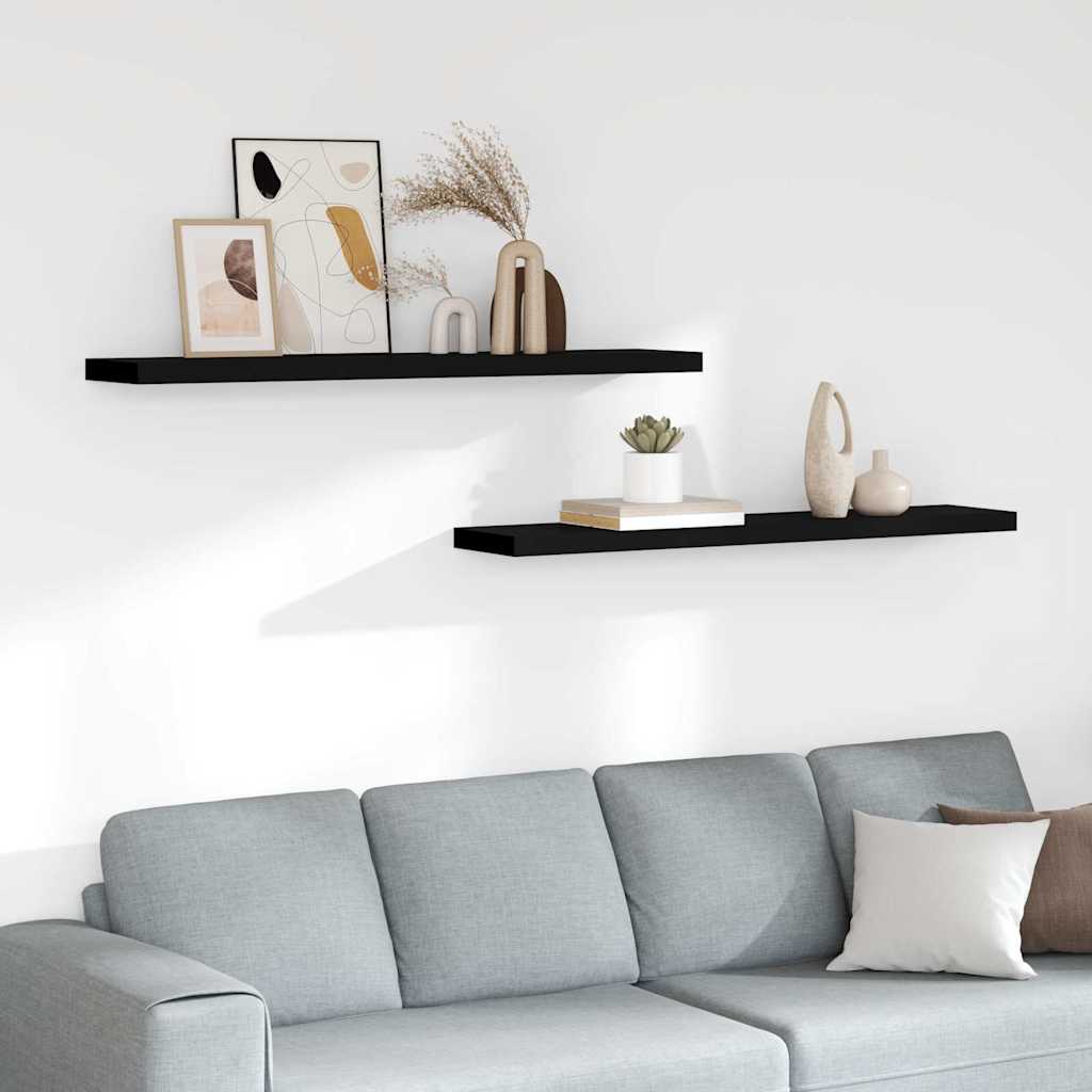 vidaXL Ράφια Τοίχου 2 τεμ. Μαύρα 120x23,5x3,8 εκ. MDF