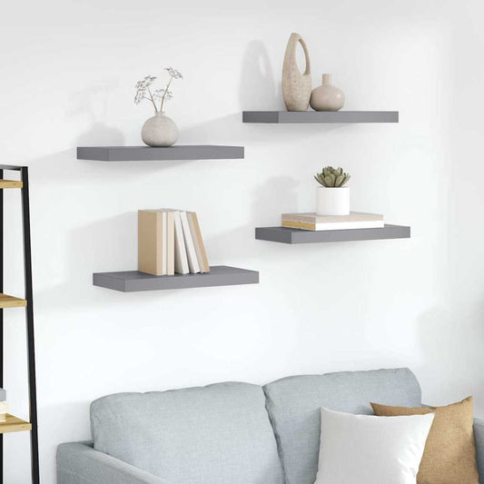 vidaXL Ράφια Τοίχου 4 τεμ. Γκρι 50x23,5x3,8 εκ. MDF