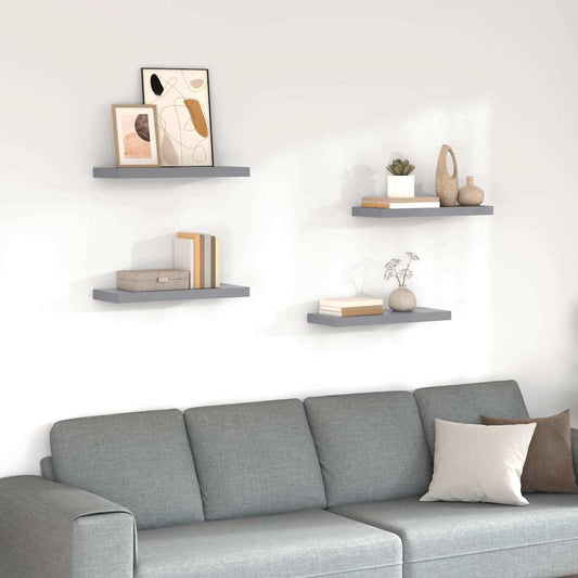 vidaXL Ράφια Τοίχου 4 τεμ. Γκρι 60 x 23,5 x 3,8 εκ. MDF