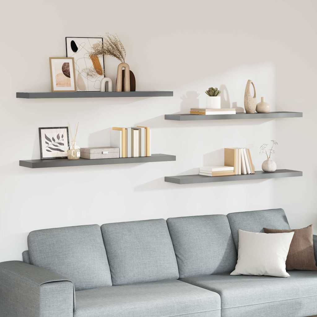 vidaXL Ράφια Τοίχου 4 τεμ. Γκρι 120x23,5x3,8 εκ. MDF