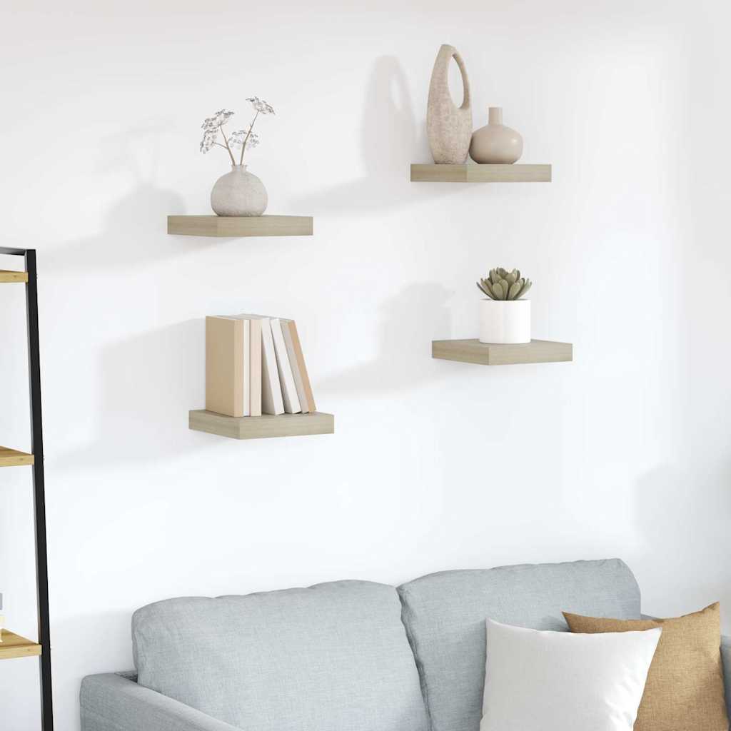 vidaXL Ράφια Τοίχου 4 τεμ. Χρώμα Δρυός 23x23,5x3,8 εκ. MDF