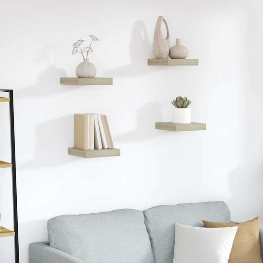 vidaXL Ράφια Τοίχου 4 τεμ. Χρώμα Δρυός 23x23,5x3,8 εκ. MDF
