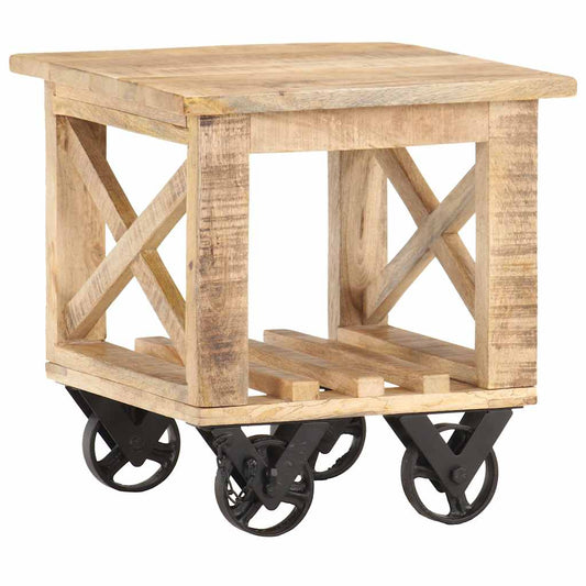 vidaXL Βοηθητικό Τραπέζι με Ρόδες 40x40x42 εκ. Ακατέργαστο Ξύλο Μάνγκο