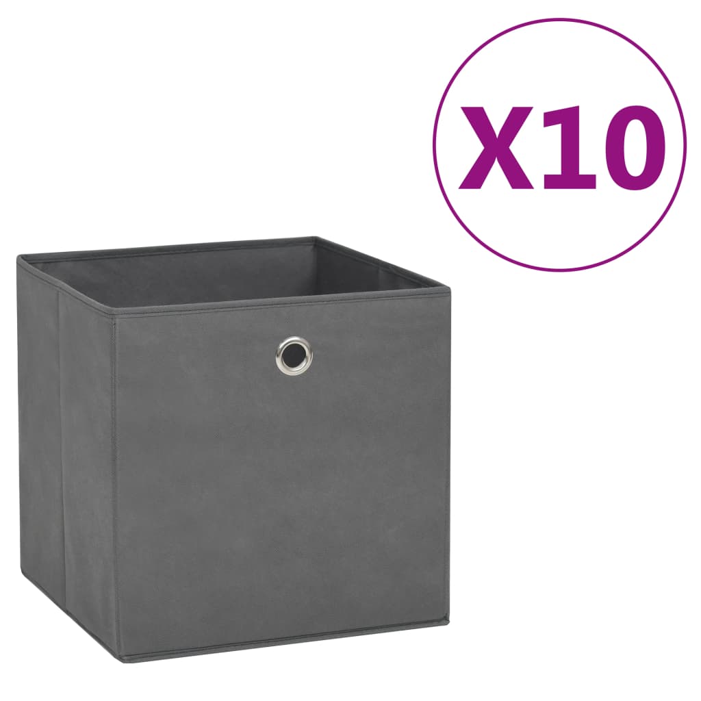 vidaXL Κουτιά Αποθήκευσης 10τεμ Γκρι 28x28x28εκ Ύφασμα Non-woven