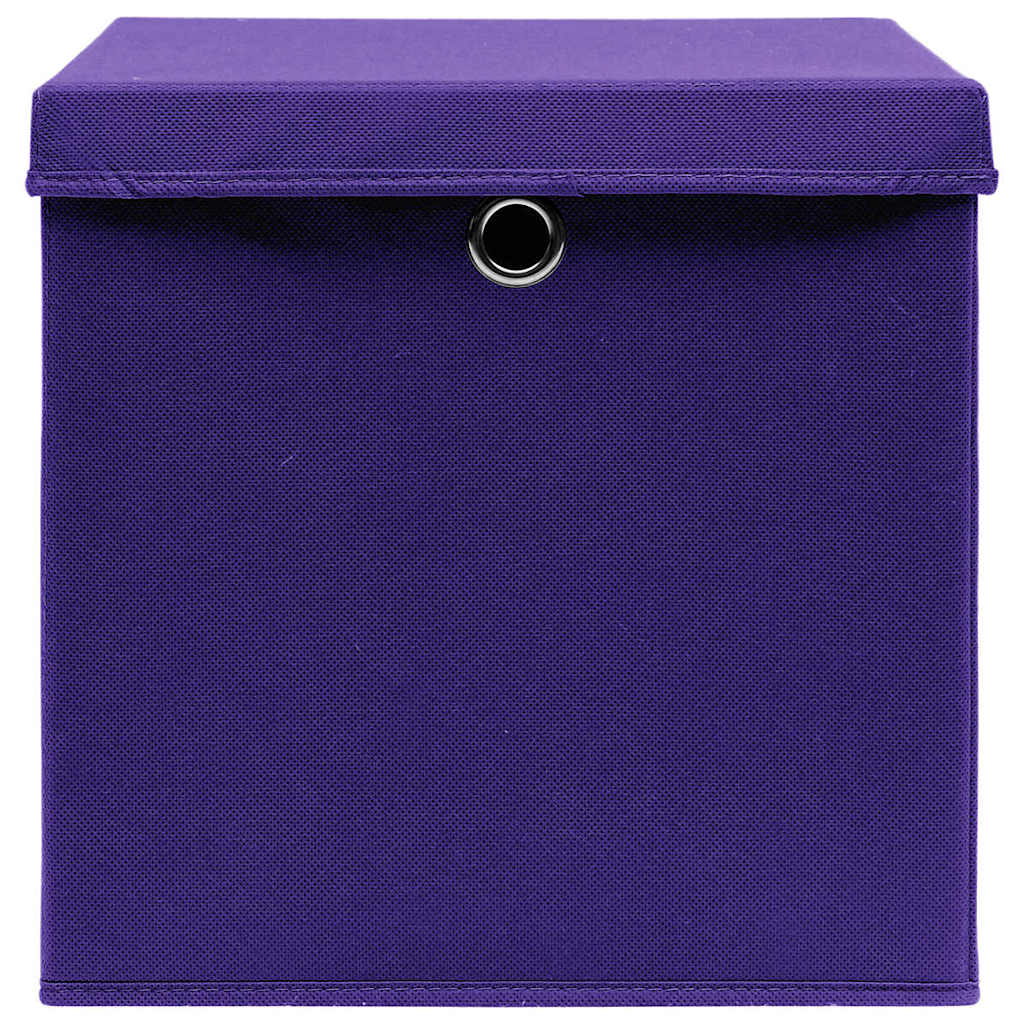 vidaXL Κουτιά Αποθήκευσης με Καπάκια 4 τεμ. Μοβ 28 x 28 x 28 εκ.