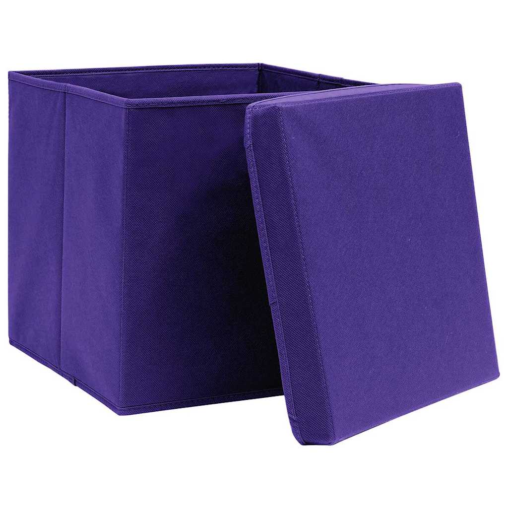 vidaXL Κουτιά Αποθήκευσης με Καπάκια 4 τεμ. Μοβ 28 x 28 x 28 εκ.