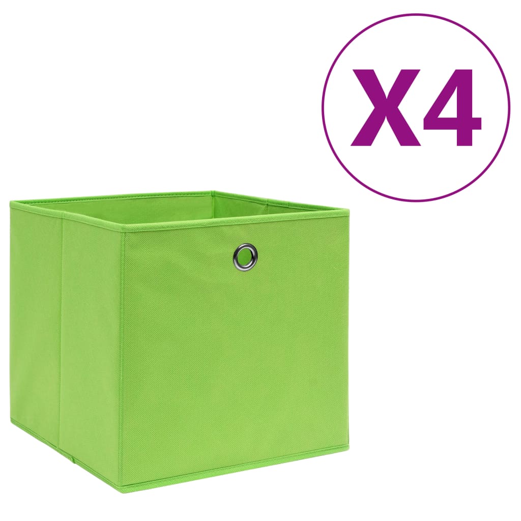 vidaXL Κουτιά Αποθήκευσης 4 τεμ. Πράσινα 28x28x28 εκ. Ύφασμα Non-woven