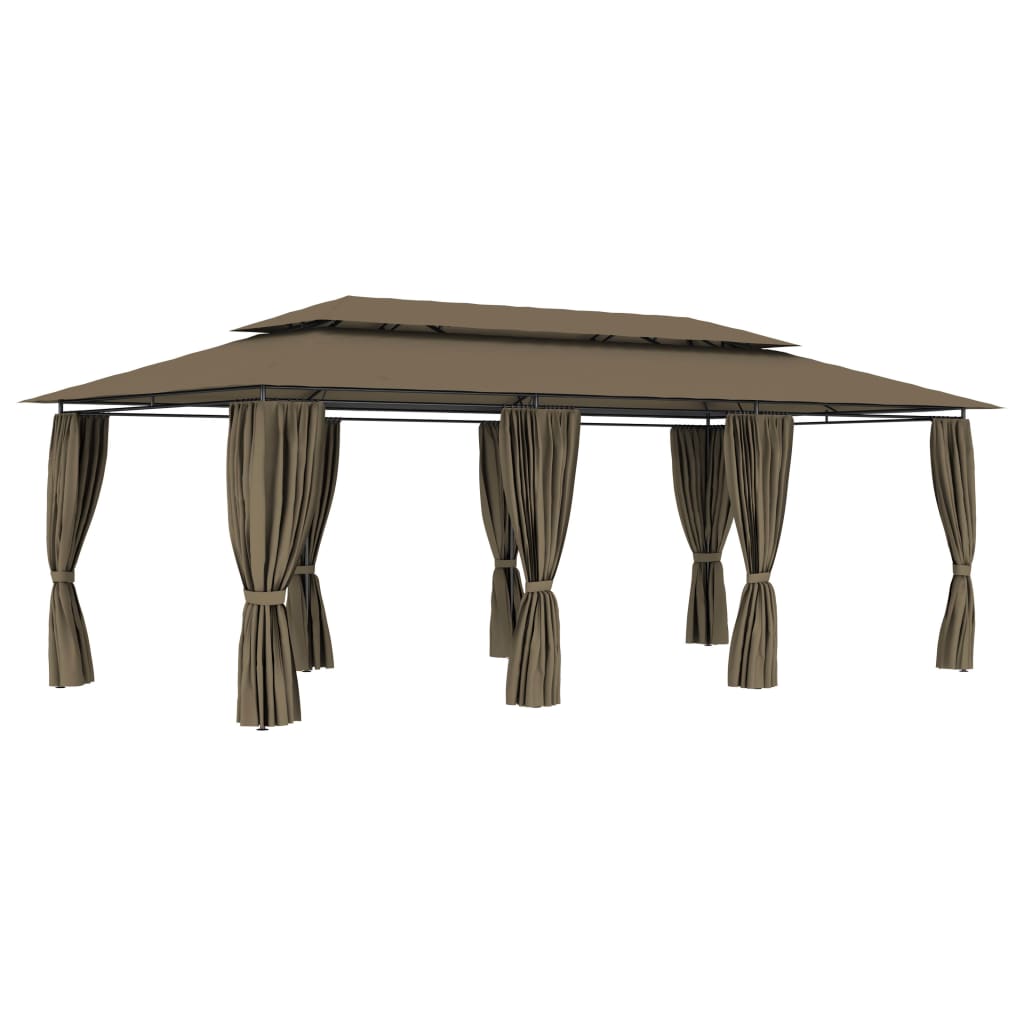 vidaXL Κιόσκι με Κουρτίνες Taupe 600 x 298 x 270 εκ. 180 γρ./μ²