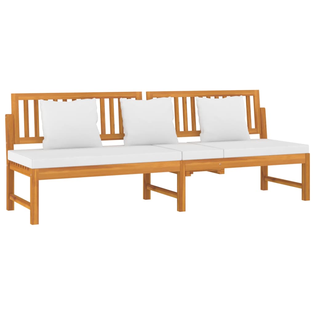 vidaXL Καναπές Κρεβάτι 200x60x75 εκ. Μασίφ Ακακία με Κρεμ Μαξιλάρι