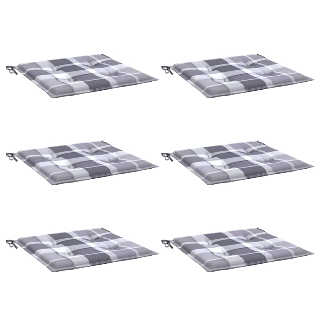 vidaXL Μαξιλάρια Καρέκλας 6τεμ Γκρι Καρό 40x40x3εκ. Ύφασμα Oxford