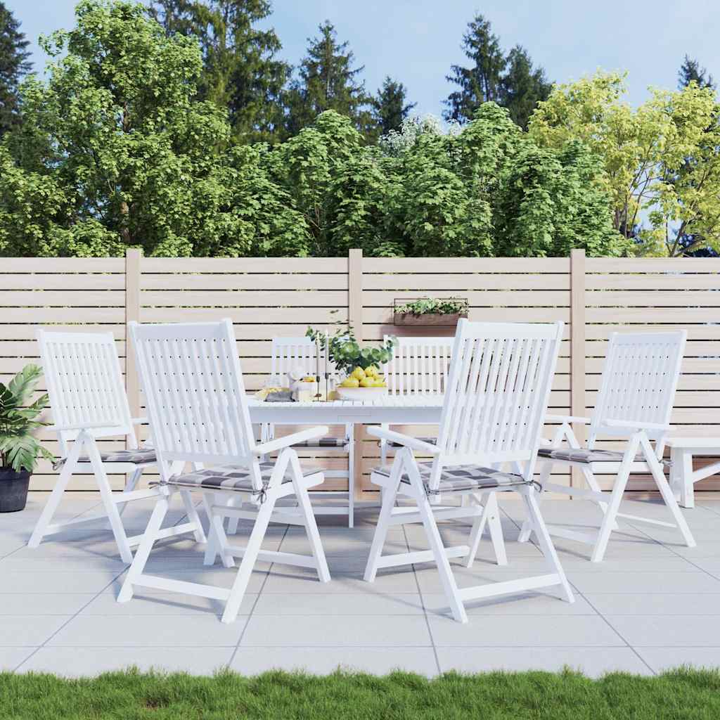 vidaXL Μαξιλάρια Καρέκλας 6τεμ Γκρι Καρό 40x40x3εκ. Ύφασμα Oxford