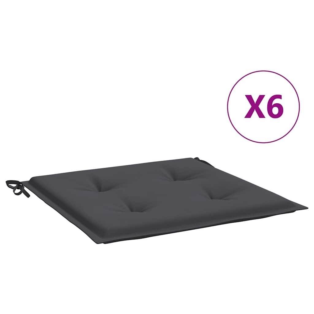 vidaXL Μαξιλάρια Καρέκλας Κήπου 6τεμ Ανθρακί 50x50x3 εκ. Oxford Ύφασμα