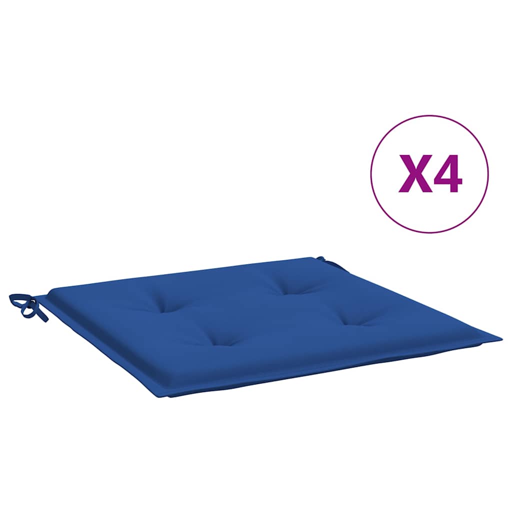 vidaXL Μαξιλάρια Καρέκλας Κήπου 4 τεμ. Μπλε Ρουά 50x50x3εκ. Υφασμάτινα