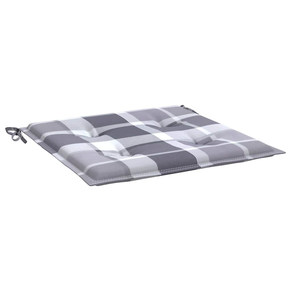 vidaXL Μαξιλάρια Καρέκλας 2τεμ Γκρι Καρό 50x50x4εκ. Ύφασμα Oxford