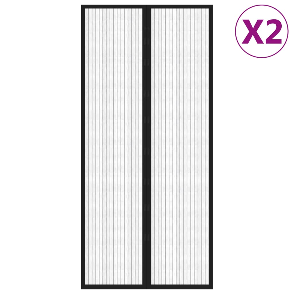 vidaXL Σίτα Πόρτας 2 Τεμαχίων Μαύρη 210 x 90 εκ. με Μαγνήτες