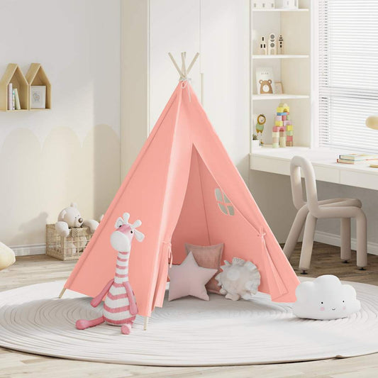 vidaXL Σκηνή Teepee Παιδική Ροζ 120x120x150 εκ. Peach Skin με Σάκο