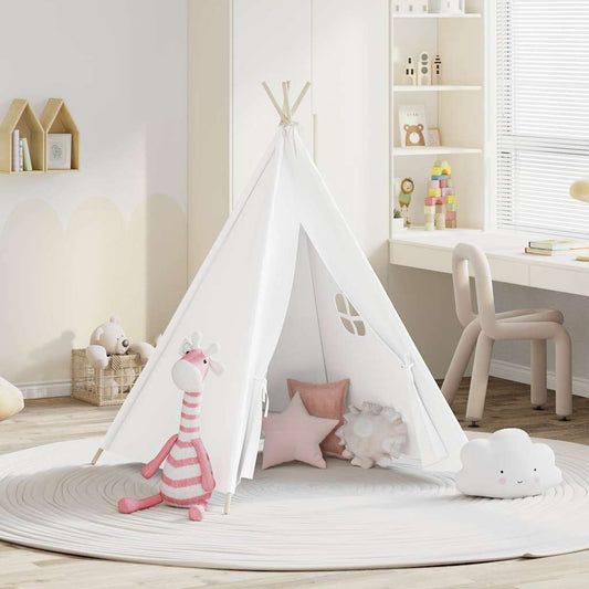 vidaXL Σκηνή Teepee Παιδική Λευκή 120x120x150 εκ. Peach Skin με Σάκο