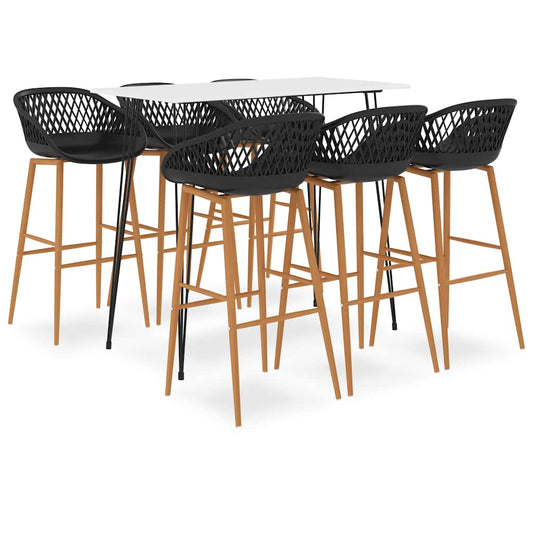 vidaXL Σετ Επίπλων Μπαρ 7 Τεμαχίων Λευκό & Μαύρο