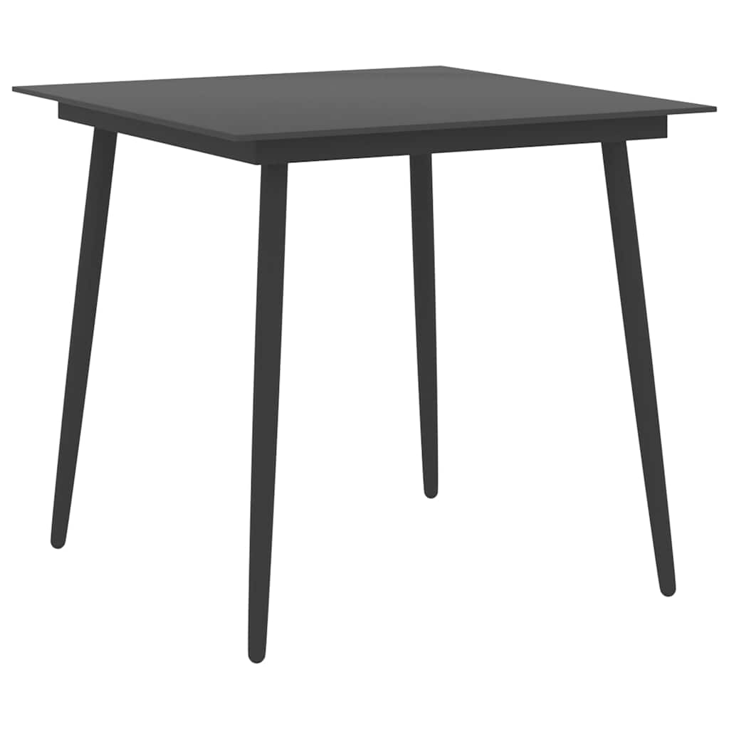 vidaXL Τραπεζαρία Κήπου Μαύρη 80 x 80 x 74 εκ. από Ατσάλι / Γυαλί