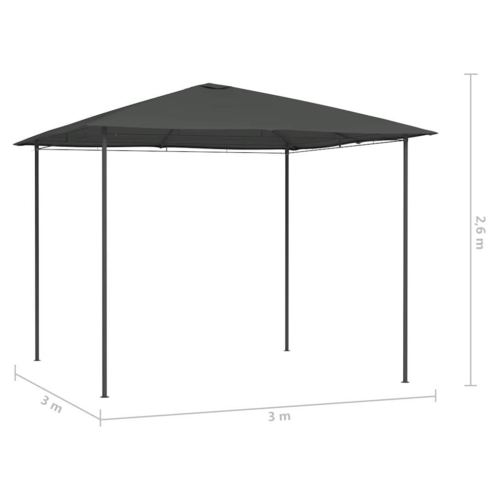 vidaXL Κιόσκι Ανθρακί 3 x 3 x 2,6 μ. 160 γρ./μ²